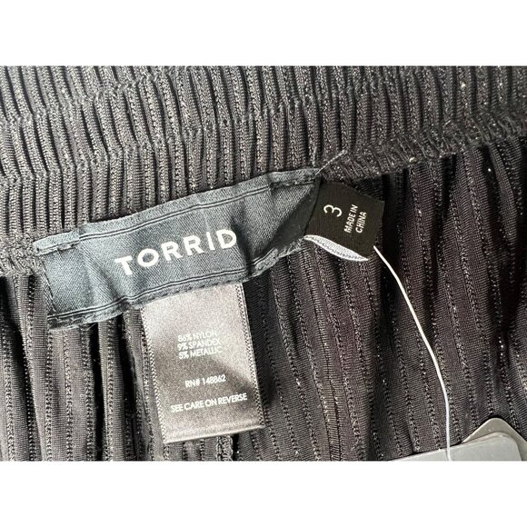 Torrid Womens Black & Silver Metallic Striped Wide-Leg Pants Size 3X - Picture 10 of 13